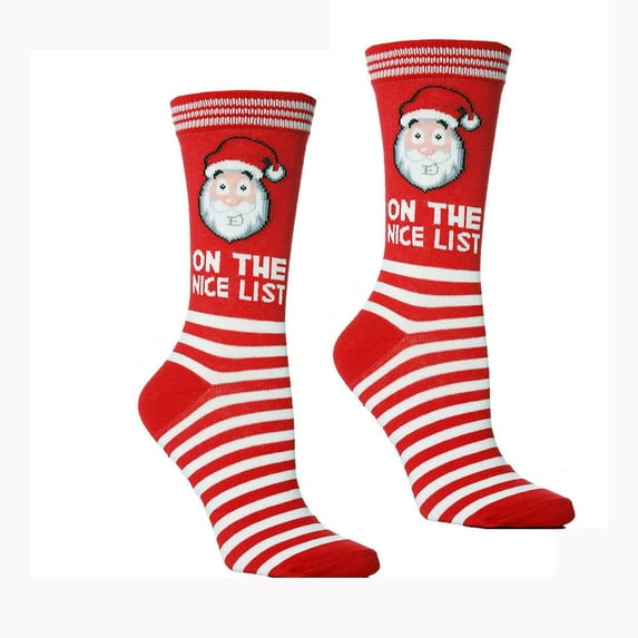 Christmas Socks for Men Women,Fun Cute Socks with Santas Reindeer Snowman Candy Pattern,Xmas Novelty Fuzzy Socks Thigh High Socks
