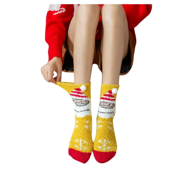 Christmas Socks for Women Christmas Coral Velvet Socks Stereoscopic Cartoon Pattern Socks For The Elderly