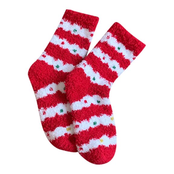 Christmas Socks for Women Christmas Coral Velvet Socks Women's Thick Mid Tube Socks 2