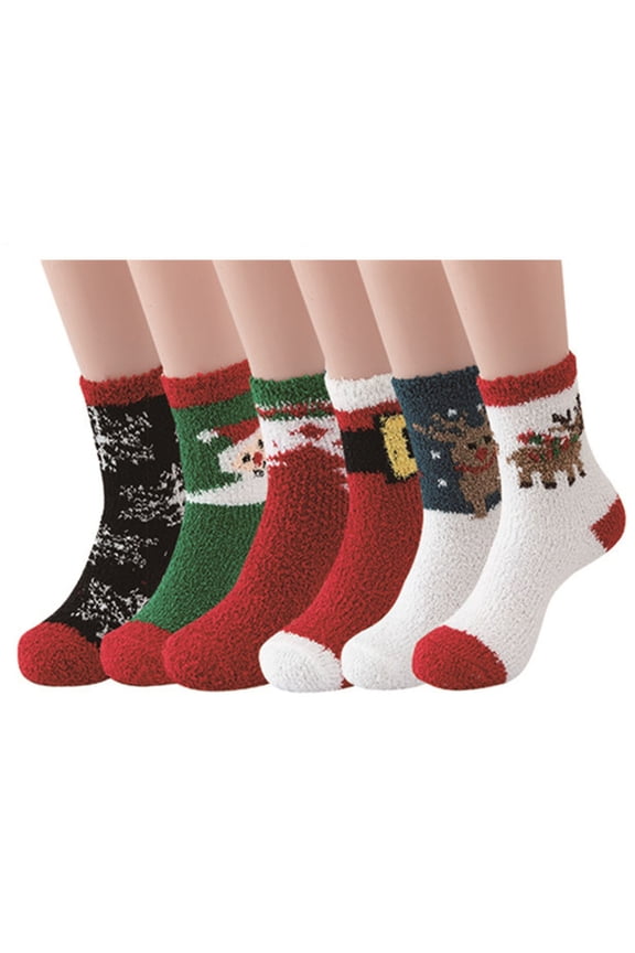 Christmas Socks for Women Cotton Warm Winter Fluffy Cute Crew Socks Xmas Funny Gift Printing Holiday Cozy Soft Women Socks Green One Size