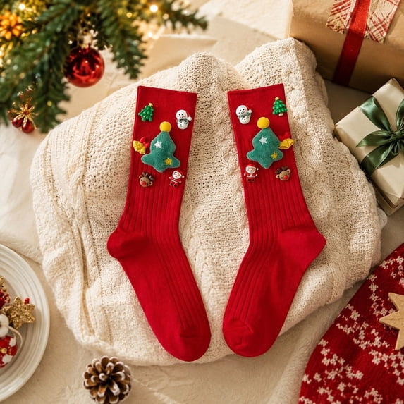 Christmas Socks for Women, Novelty Holiday Crew Socks, Funny Winter Xmas Gifts, Cute Festive Adult Socks, Seasonal Holiday Footwear