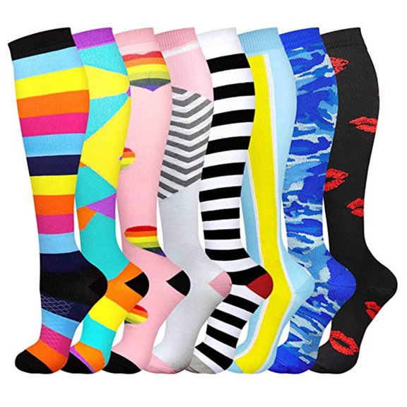 Christmas Socks for Women Women 8PC Long Compression Socks Leggings Long Running Compression Socks Outdoor Sports Socks