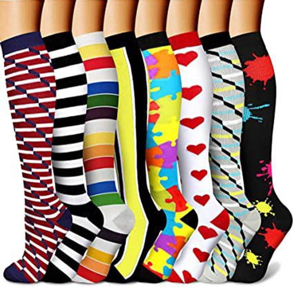 Christmas Socks for Women Women 8PC Long Compression Socks Leggings Long Running Compression Socks Outdoor Sports Socks