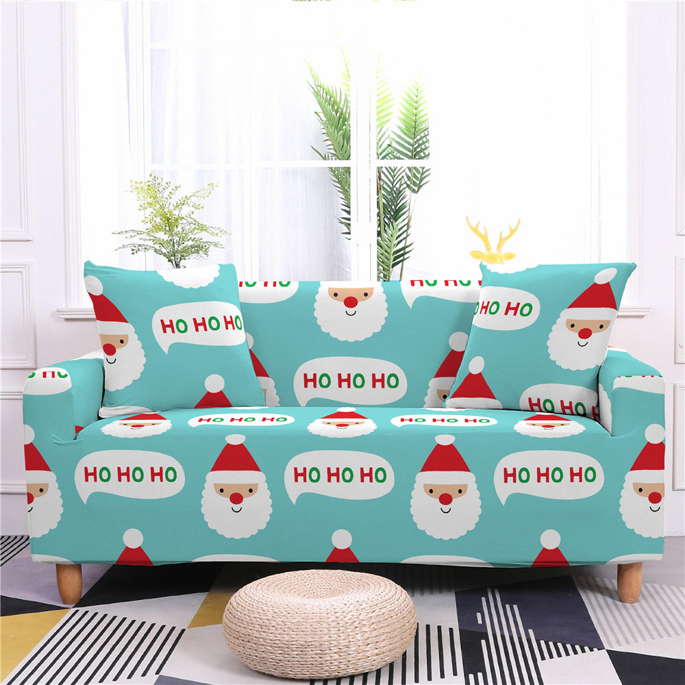 Christmas Sofa Cover Santa Claus Printed Sofa Couch Cover Washable