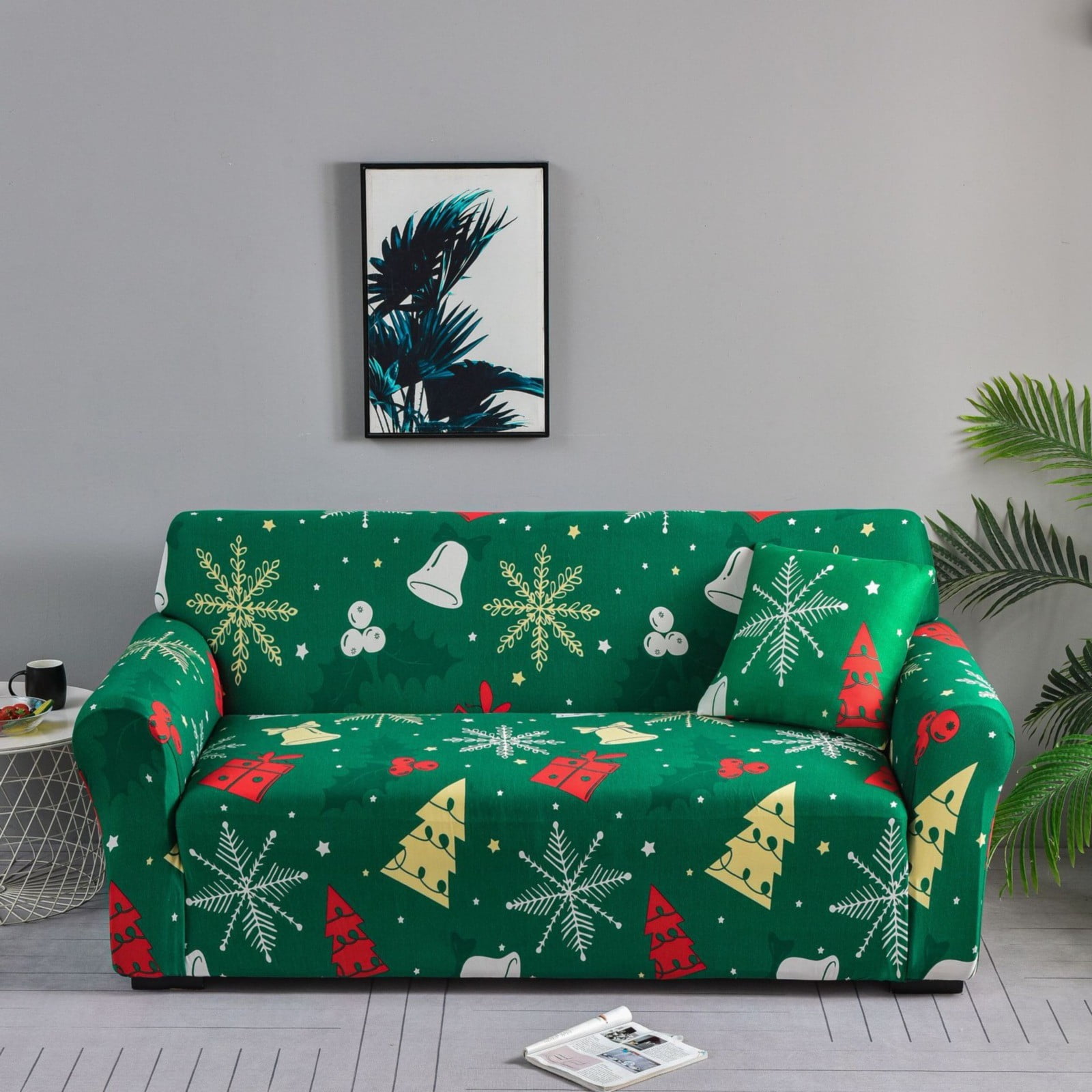 Christmas Sofa Cover Christmas Themed Sofa Santa Elastic Couch Cover ...