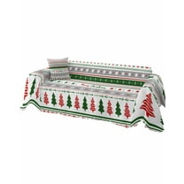 Christmas Sofa Covers for 3 Cushion Couch, Washable Sectional & L Shape Couch Covers for Dogs/Cats/Kids, Red Green Xmas Tree Snowflake Striped Non Slip Sofa Slipcover Futon Cover 71''x150''