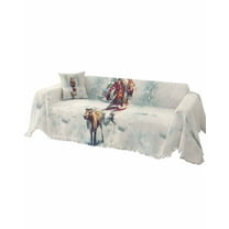 Christmas Sofa Covers for 3 Cushion Couch, Washable Sectional & L Shape Couch Covers for Dogs/Cats/Kids, Xmas Santa Deer Snowflake Winter Non Slip Sofa Slipcover Futon Cover 71''x150''