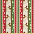 thumbnail image 1 of Ambesonne Christmas Fabric by the Yard Upholstery, Deer Pines Borders, 5 Yards, Green Dark Coral White, 1 of 4