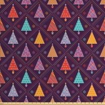 Ambesonne Christmas Fabric by the Yard Upholstery, Tree Rhombus, 5 Yards, Multicolor