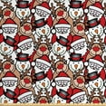 thumbnail image 1 of Ambesonne Christmas Fabric by the Yard Upholstery, Snowman Reindeer, 5 Yards, Pale Brown White and Red, 1 of 4