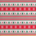 thumbnail image 1 of Ambesonne Christmas Fabric by the Yard Upholstery, Reindeer Snowflake, 5 Yards, Vermilion Green White, 1 of 4