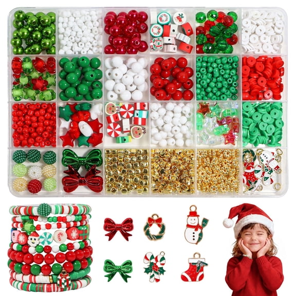 Christmas Soft Clay Beaded Jewelry Bracelet Making Kit Craft DIY Gift Beads