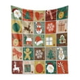 thumbnail image 1 of Christmas Soft Flannel Fleece Blanket, Checkered Noel Elements Gingerbread Man Reindeer Snowman and Santa Claus Pattern, Cozy Plush for Indoor and Outdoor Use, 50" x 60", Multicolor, by Ambesonne, 1 of 5