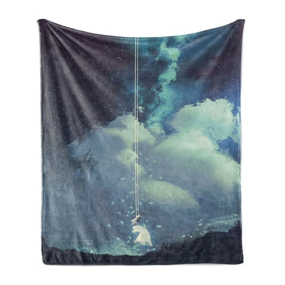 Christmas Soft Flannel Fleece Blanket, Handmade Vivid Xmas Balls Italian Tradition Symbolic Noel Time Yuletide Print, Cozy Plush for Indoor and Outdoor Use, 50" x 70", Purple Green, by Ambesonne