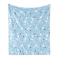 thumbnail image 1 of Christmas Soft Flannel Fleece Blanket, Joyous Holiday in December Cats with Necklaces Yellow Eyes Swirled Tails, Cozy Plush for Indoor and Outdoor Use, 50" x 60", Pale Blue Red White, by Ambesonne, 1 of 5