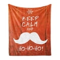 thumbnail image 1 of Christmas Soft Flannel Fleece Blanket, Keep Calm and Ho-Ho-Ho Words with Moustache and Snowflake Humor Funny Design, Cozy Plush for Indoor and Outdoor Use, 70" x 90", Vermilion White, by Ambesonne, 1 of 5