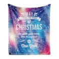 thumbnail image 1 of Christmas Soft Flannel Fleece Blanket, Polygonal Abstract Dotted Backdrop Happy New Year Celebration Words Joy and Peace, Cozy Plush for Indoor and Outdoor Use, 50" x 60", Multicolor, by Ambesonne, 1 of 5