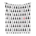 thumbnail image 1 of Christmas Soft Flannel Fleece Blanket, Sharp Triangle Winter Season Trees with Striped and Dotted Patterns, Cozy Plush for Indoor and Outdoor Use, 50" x 70", Charcoal Grey Vermilion, by Ambesonne, 1 of 5