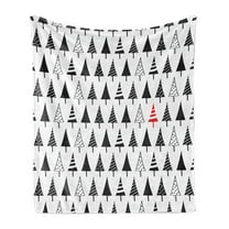Christmas Soft Flannel Fleece Blanket, Sharp Triangle Winter Season Trees with Striped and Dotted Patterns, Cozy Plush for Indoor and Outdoor Use, 50" x 70", Charcoal Grey Vermilion, by Ambesonne