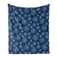 thumbnail image 1 of Christmas Soft Flannel Fleece Blanket, Winter Snowflakes Pattern Noel Time Celebration Happy New Year Design, Cozy Plush for Indoor and Outdoor Use, 60" x 80", Night Blue and White, by Ambesonne, 1 of 5
