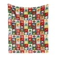 thumbnail image 1 of Christmas Soft Flannel Fleece Blanket, Xmas Theme Santa Claus Surprise Boxes Cones Jingle Bells Tree Ornaments in Boxes, Cozy Plush for Indoor and Outdoor Use, 50" x 60", Multicolor, by Ambesonne, 1 of 6