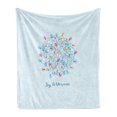 thumbnail image 1 of Christmas Soft Flannel Fleece Blanket, Xmas Themed with an Inspirational Joy to the World Typography Print, Cozy Plush for Indoor and Outdoor Use, 50" x 60", Baby Blue and Multicolor, by Ambesonne, 1 of 5