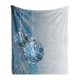 thumbnail image 1 of Christmas Soft Flannel Fleece Throw Blanket, Abstract Pattern Snowflake Motifs Curlicues on Baubles Season, Cozy Plush for Indoor and Outdoor Use, 50" x 60", Blue Pale Blue White, by Ambesonne, 1 of 5