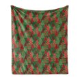 thumbnail image 1 of Christmas Soft Flannel Fleece Throw Blanket, Abstract Pines with Swirls Dots Lines Design Patchwork Style Print, Cozy Plush for Indoor and Outdoor Use, 70" x 90", Dark Coral Dark Green, by Ambesonne, 1 of 5