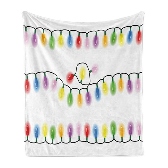 Christmas Soft Flannel Fleece Throw Blanket, Add Vibrant Colors to Your Xmas Party Theme Carnival Event Objects Print, Cozy Plush for Indoor and Outdoor Use, 50" x 70", Multicolor, by Ambesonne