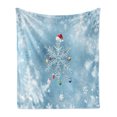 thumbnail image 1 of Christmas Soft Flannel Fleece Throw Blanket, Branch of a Fir Tree and Blue Ball with Exposure Snowflake Motifs View Print, Cozy Plush for Indoor and Outdoor Use, 70" x 90", Brown Green, by Ambesonne, 1 of 5