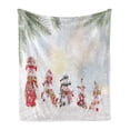 thumbnail image 1 of Christmas Soft Flannel Fleece Throw Blanket, Depiction with Snowman and Falling Snow Ice Frozen Blizzard Themed Art Print, Cozy Plush for Indoor and Outdoor Use, 60" x 80", Multicolor, by Ambesonne, 1 of 5