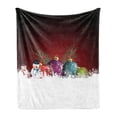 thumbnail image 1 of Christmas Soft Flannel Fleece Throw Blanket, Digitally Composed Xmas Pattern with Snowman with Scarf and Hat Baubles Flakes, Cozy Plush for Indoor and Outdoor Use, 60" x 80", Multicolor, by Ambesonne, 1 of 5