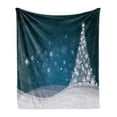 thumbnail image 1 of Christmas Soft Flannel Fleece Throw Blanket, Fantasy Backdrop Abstract Xmas Tree Dreamlike Snowflakes Dots Wintertime, Cozy Plush for Indoor and Outdoor Use, 70" x 90", Slate Blue White, by Ambesonne, 1 of 6