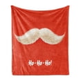 thumbnail image 1 of Christmas Soft Flannel Fleece Throw Blanket, Hairy Vivid Mustache of Santa Claus with Ho Ho Ho Lettering Happy New Year, Cozy Plush for Indoor and Outdoor Use, 50" x 70", Scarlet Cream, by Ambesonne, 1 of 5