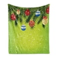 thumbnail image 1 of Christmas Soft Flannel Fleece Throw Blanket, Hanging Ornaments Branches New Year Celebration Party Xmas Environment, Cozy Plush for Indoor and Outdoor Use, 50" x 60", Multicolor, by Ambesonne, 1 of 6