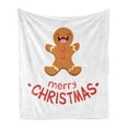 thumbnail image 1 of Christmas Soft Flannel Fleece Throw Blanket, Merry Christmas Lettering with Funny and Happy Gingerbread Man Cookie, Cozy Plush for Indoor and Outdoor Use, 50" x 70", Amber and Vermilion, by Ambesonne, 1 of 5