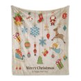 thumbnail image 1 of Christmas Soft Flannel Fleece Throw Blanket, Noel Xmas Winter Holiday Themed Celebratory Objects Retro Graphic Style, Cozy Plush for Indoor and Outdoor Use, 60" x 80", Multicolor, by Ambesonne, 1 of 5