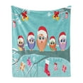 thumbnail image 1 of Christmas Soft Flannel Fleece Throw Blanket, Owl Family Sitting on Tree Branch Like Little Elves of Noel Animal Design, Cozy Plush for Indoor and Outdoor Use, 50" x 60", Multicolor, by Ambesonne, 1 of 5