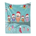 thumbnail image 1 of Christmas Soft Flannel Fleece Throw Blanket, Owl Family Sitting on Tree Branch Like Little Elves of Noel Animal Design, Cozy Plush for Indoor and Outdoor Use, 60" x 80", Multicolor, by Ambesonne, 1 of 5