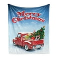 thumbnail image 1 of Christmas Soft Flannel Fleece Throw Blanket, Pickup Truck Filed Ornament Cold December Weather Snowflakes, Cozy Plush for Indoor and Outdoor Use, 60" x 80", Multicolor, by Ambesonne, 1 of 6