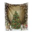thumbnail image 1 of Christmas Soft Flannel Fleece Throw Blanket, Pine Tree with Present Boxes on Snowy Board Xmas at Countryside Theme, Cozy Plush for Indoor and Outdoor Use, 60" x 80", Multicolor, by Ambesonne, 1 of 5