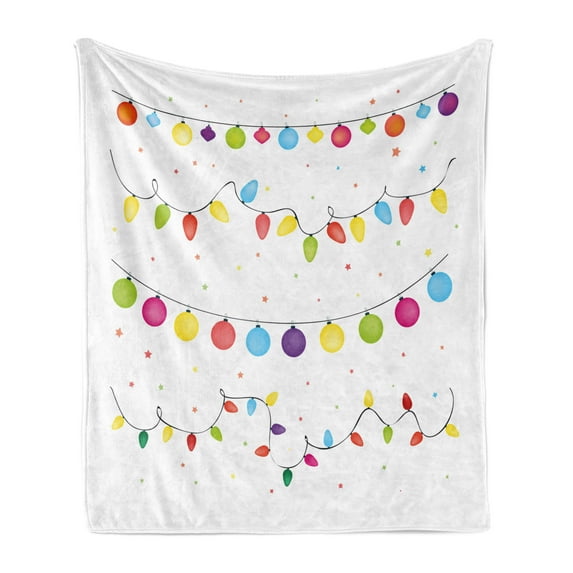 Christmas Soft Flannel Fleece Throw Blanket, Preparations for Party of the Year Theme Occasion Happy Event Xmas, Cozy Plush for Indoor and Outdoor Use, 50" x 60", Multicolor, by Ambesonne