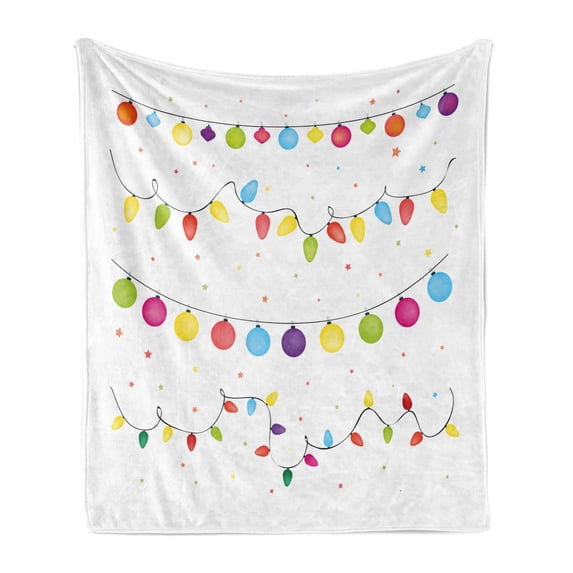 Christmas Soft Flannel Fleece Throw Blanket, Preparations for Party of the Year Theme Occasion Happy Event Xmas, Cozy Plush for Indoor and Outdoor Use, 70" x 90", Multicolor, by Ambesonne