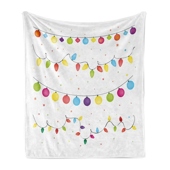 Christmas Soft Flannel Fleece Throw Blanket, Preparations for Party of the Year Theme Occasion Happy Event Xmas, Cozy Plush for Indoor and Outdoor Use, 70" x 90", Multicolor, by Ambesonne