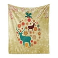 thumbnail image 1 of Christmas Soft Flannel Fleece Throw Blanket, Reindeer and Snowflakes in Abstract Balls Ornament Vintage Design Paper Art Image, Cozy Plush for Indoor and Outdoor Use, 50" x 60", Beige, by Ambesonne, 1 of 5