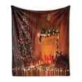 thumbnail image 1 of Christmas Soft Flannel Fleece Throw Blanket, Romantic Xmas Room with Candles Presents Toys Fairy Picture Print, Cozy Plush for Indoor and Outdoor Use, 50" x 60", Orange, by Ambesonne, 1 of 5