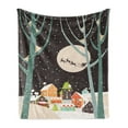 thumbnail image 1 of Christmas Soft Flannel Fleece Throw Blanket, Small Town Snowing Winter Flying Santa with Deer Silhouette Full Moon Image, Cozy Plush for Indoor and Outdoor Use, 60" x 80", Multicolor, by Ambesonne, 1 of 5