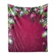 thumbnail image 1 of Christmas Soft Flannel Fleece Throw Blanket, Traditional Composition with Fir Branches Vivid Balls Snowflakes, Cozy Plush for Indoor and Outdoor Use, 50" x 60", Magenta Green White, by Ambesonne, 1 of 5