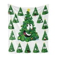 thumbnail image 1 of Christmas Soft Flannel Fleece Throw Blanket, Christmas Tree Cartoon with Star and Different Funny Face Expressions, Cozy Plush for Indoor and Outdoor Use, 50" x 60", Green Yellow White, by Ambesonne, 1 of 5
