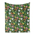 thumbnail image 1 of Christmas Soft Flannel Fleece Throw Blanket, Vivid of Joyous Holiday Celebration Jumping Dancing Cheery Cartoon for Yule, Cozy Plush for Indoor and Outdoor Use, 50" x 60", Multicolor, by Ambesonne, 1 of 5